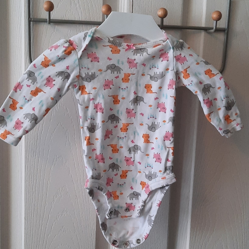 🌷5/20🌷 Simple Joys by Carter's 0-3M White Animals Long Sleeve Onesie